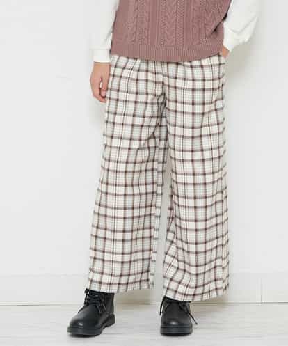 KJLLM64034 a.v.v KIDS [100-130]サスペンダー付きチェック柄ワイドパンツ