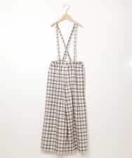 KJLLM64034 a.v.v KIDS(アー・ヴェ・ヴェ) [100-130]サスペンダー付きチェック柄ワイドパンツ ベージュ