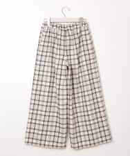 KJLLM64034 a.v.v KIDS(アー・ヴェ・ヴェ) [100-130]サスペンダー付きチェック柄ワイドパンツ ベージュ