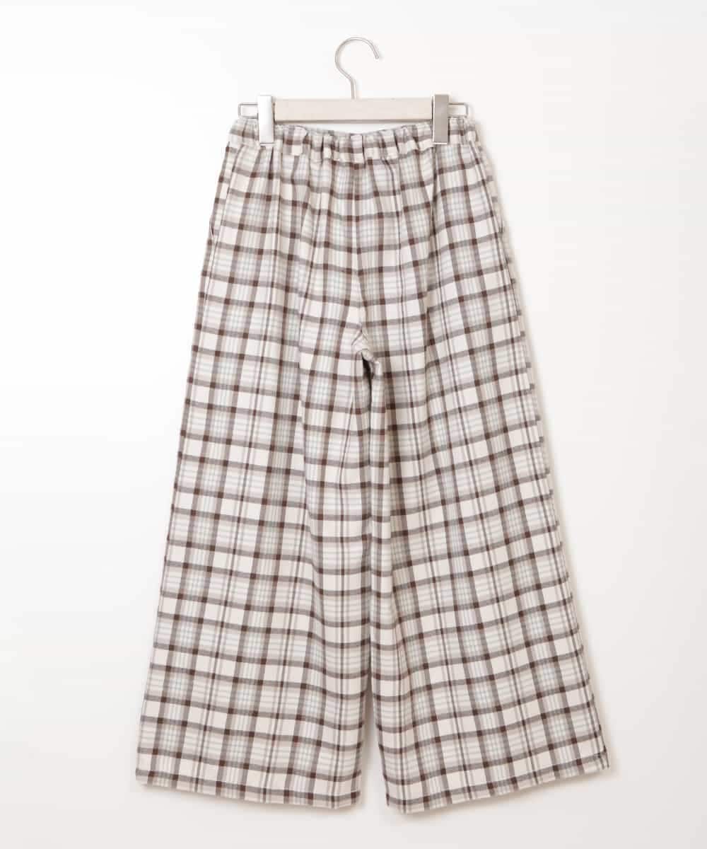 KJLLM64034 a.v.v KIDS(アー・ヴェ・ヴェ) [100-130]サスペンダー付きチェック柄ワイドパンツ ベージュ