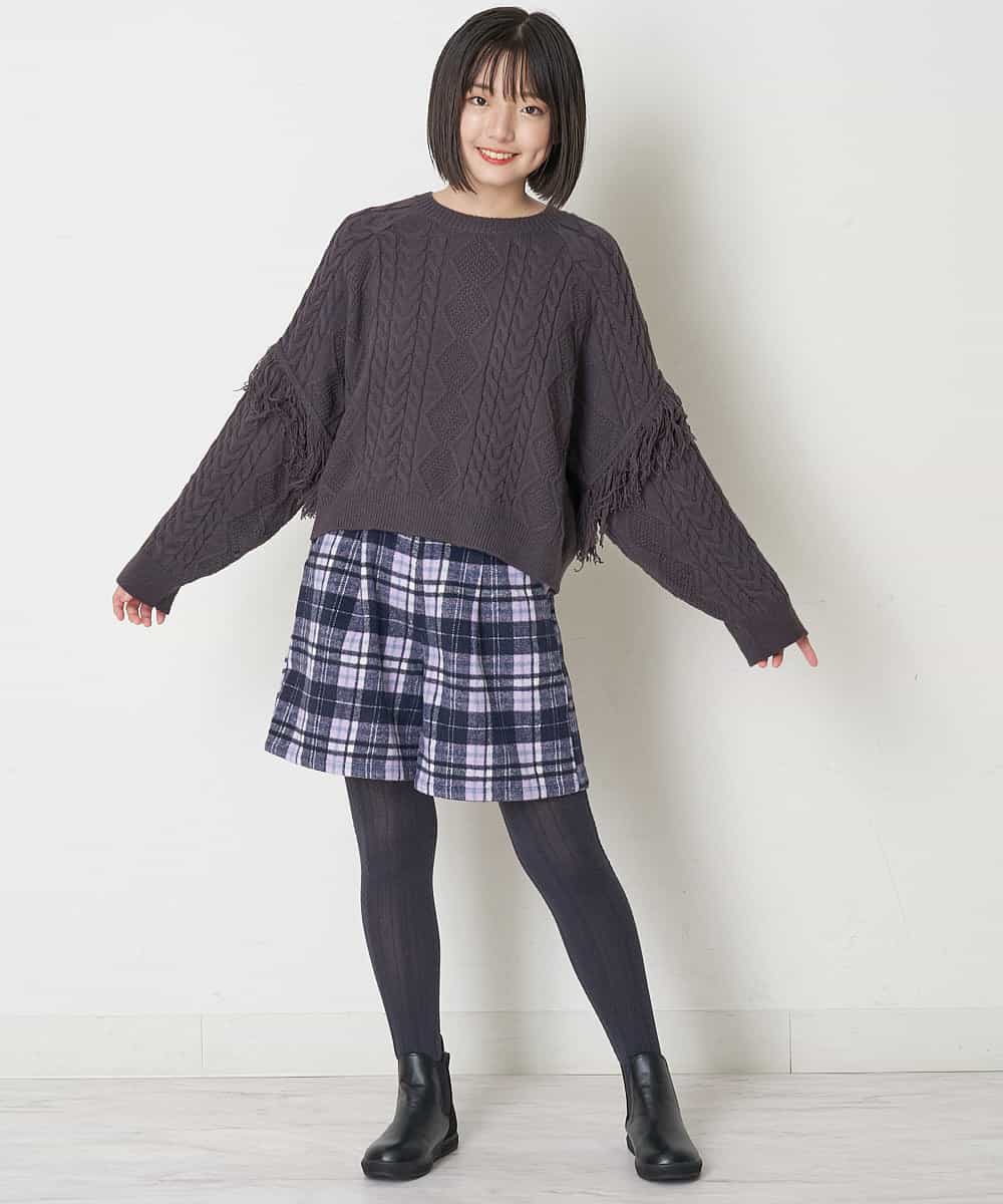 KJLLO61039 a.v.v KIDS(アー・ヴェ・ヴェ) [160]シャギーチェックショートパンツ ベージュ