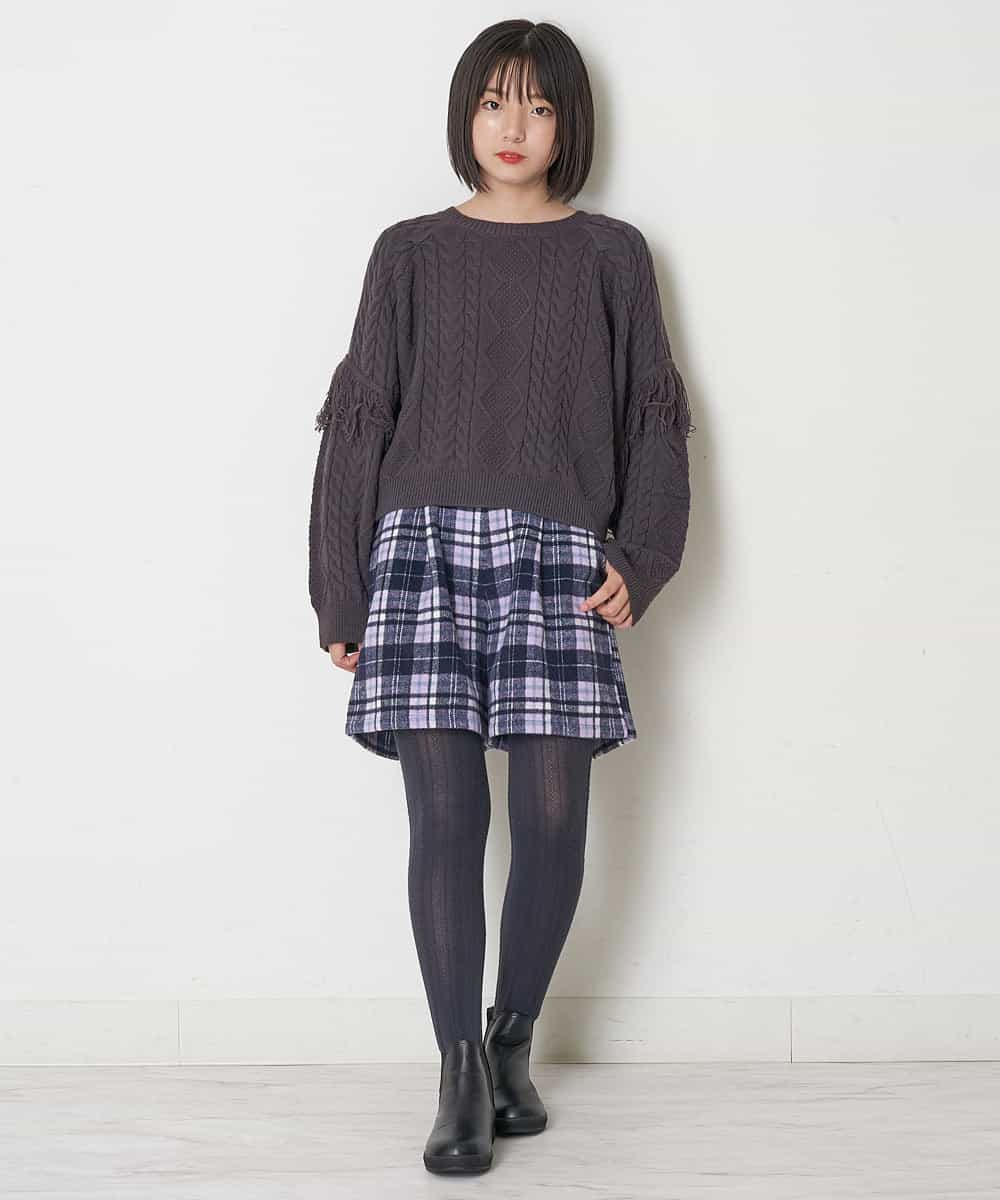 KJLLO61039 a.v.v KIDS(アー・ヴェ・ヴェ) [160]シャギーチェックショートパンツ ベージュ