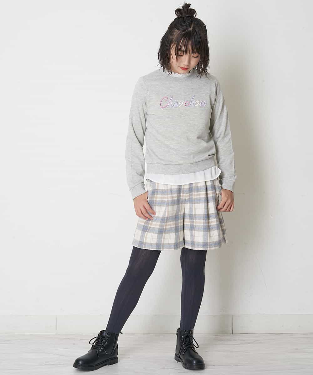 KJLLO61039 a.v.v KIDS(アー・ヴェ・ヴェ) [160]シャギーチェックショートパンツ ベージュ