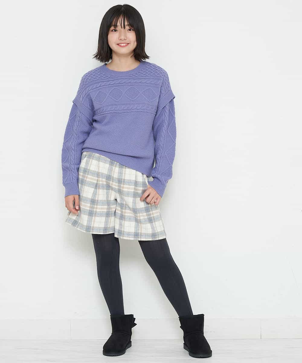 KJLLO61039 a.v.v KIDS(アー・ヴェ・ヴェ) [160]シャギーチェックショートパンツ ベージュ