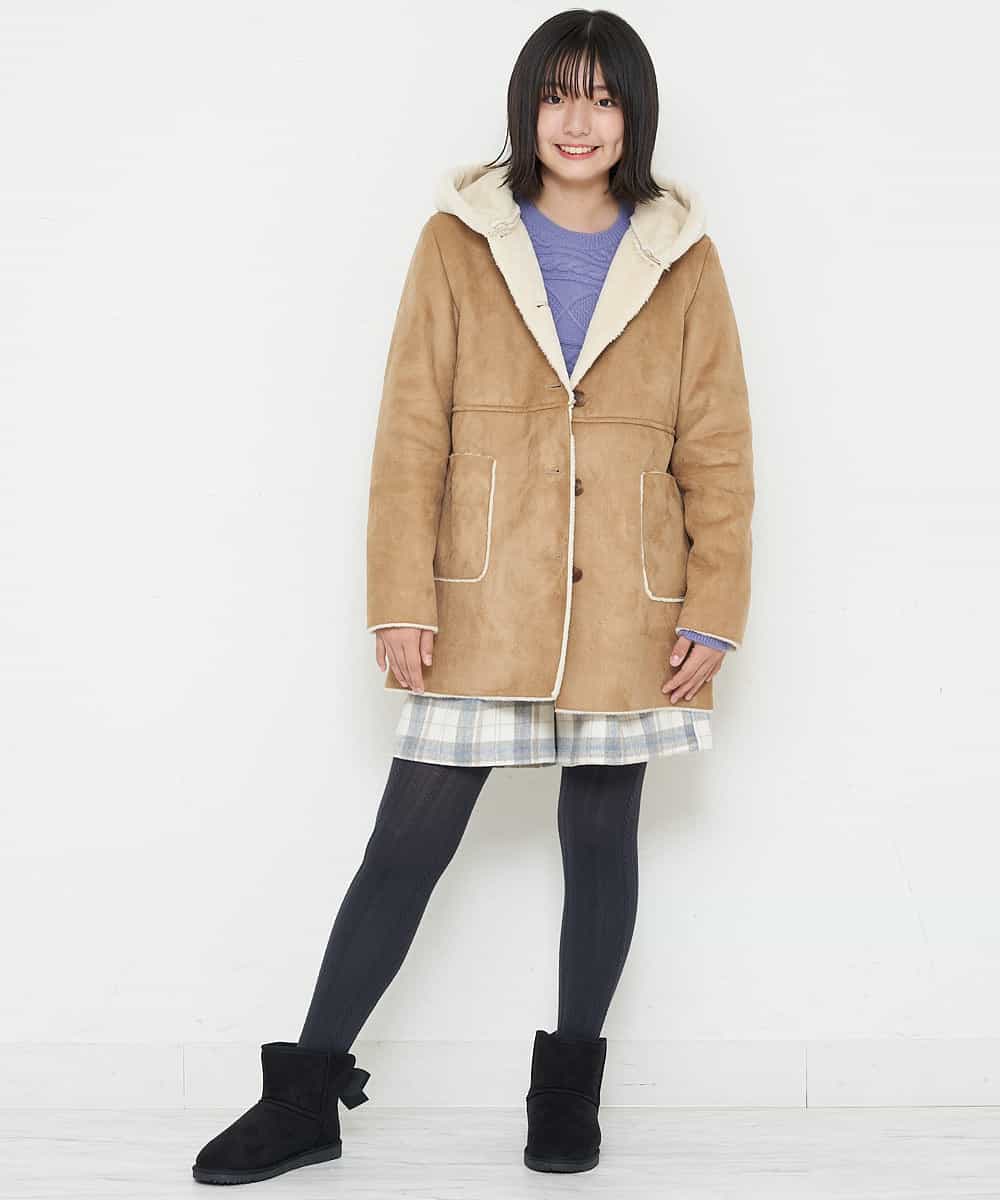 KJLLO61039 a.v.v KIDS(アー・ヴェ・ヴェ) [160]シャギーチェックショートパンツ ベージュ