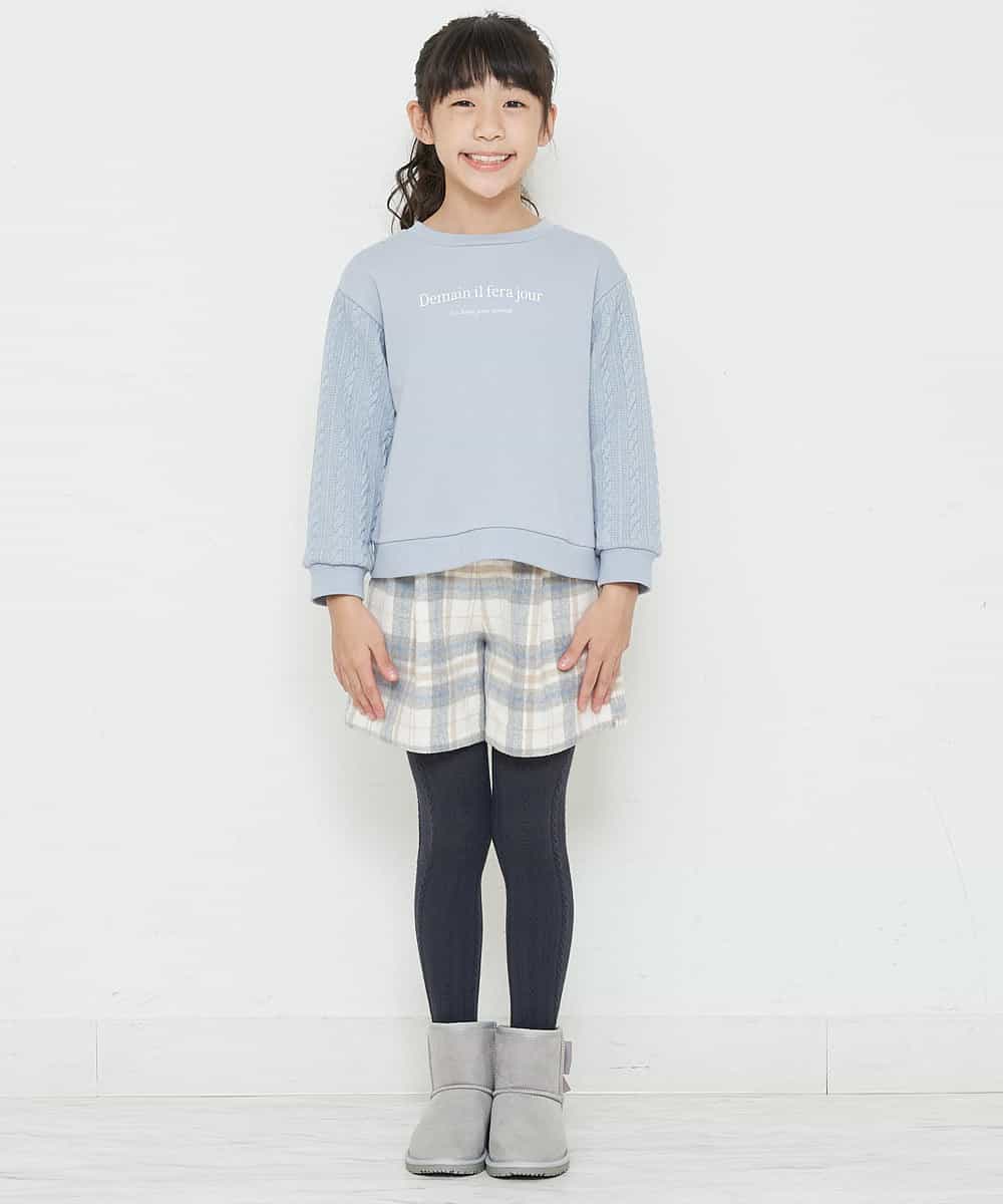 KJLLO61039 a.v.v KIDS(アー・ヴェ・ヴェ) [160]シャギーチェックショートパンツ ベージュ