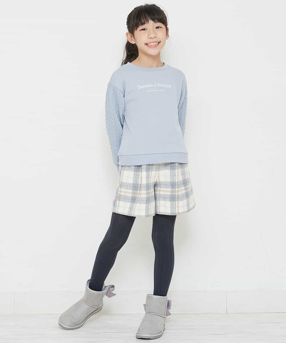 KJLLO61039 a.v.v KIDS(アー・ヴェ・ヴェ) [160]シャギーチェックショートパンツ ベージュ