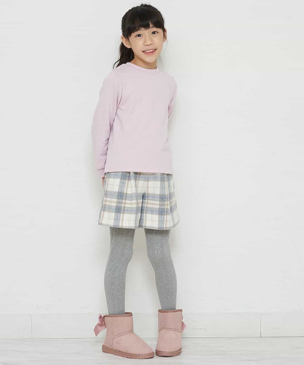 KJLLO61039 a.v.v KIDS(アー・ヴェ・ヴェ) [160]シャギーチェックショートパンツ ベージュ