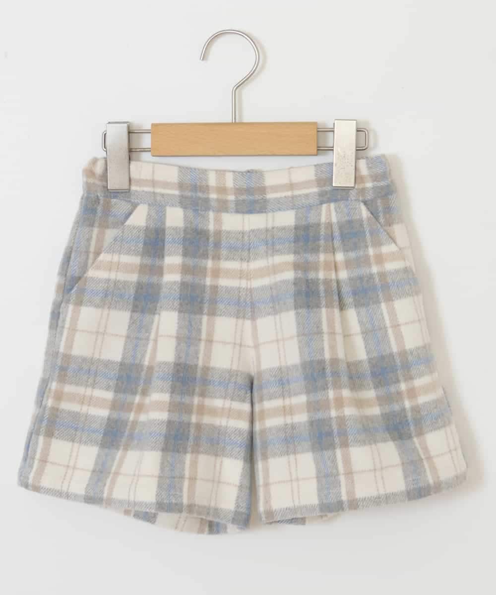 KJLLO61039 a.v.v KIDS(アー・ヴェ・ヴェ) [160]シャギーチェックショートパンツ ベージュ
