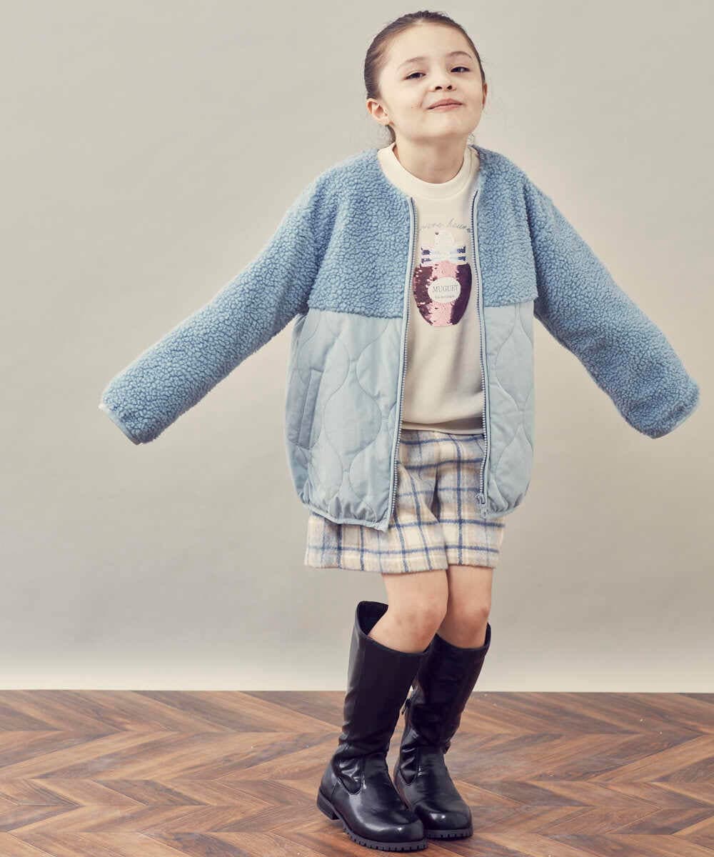 KJLLP60029 a.v.v KIDS(アー・ヴェ・ヴェ) [100-130]シャギーチェックショートパンツ ライトブルー