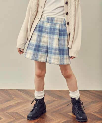 KJLLP60029  [100-130]シャギーチェックショートパンツ