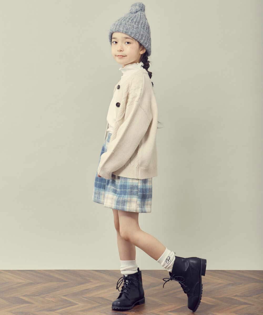 KJLLP60029 a.v.v KIDS(アー・ヴェ・ヴェ) [100-130]シャギーチェックショートパンツ ライトブルー