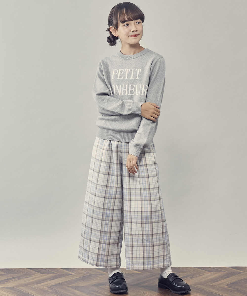KJLLP61034 a.v.v KIDS(アー・ヴェ・ヴェ) [100-130]【2WAY】サスペンダー付きチェック柄パンツ アイボリー