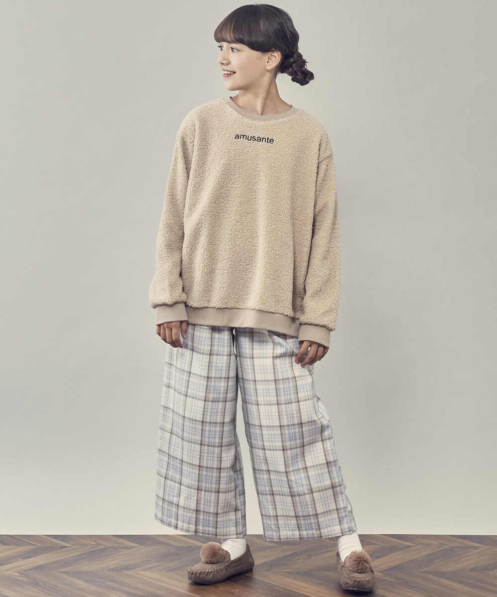 KJLLP61034 a.v.v KIDS(アー・ヴェ・ヴェ) [100-130]【2WAY】サスペンダー付きチェック柄パンツ アイボリー