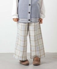 KJLLP61034 a.v.v KIDS(アー・ヴェ・ヴェ) [100-130]【2WAY】サスペンダー付きチェック柄パンツ アイボリー