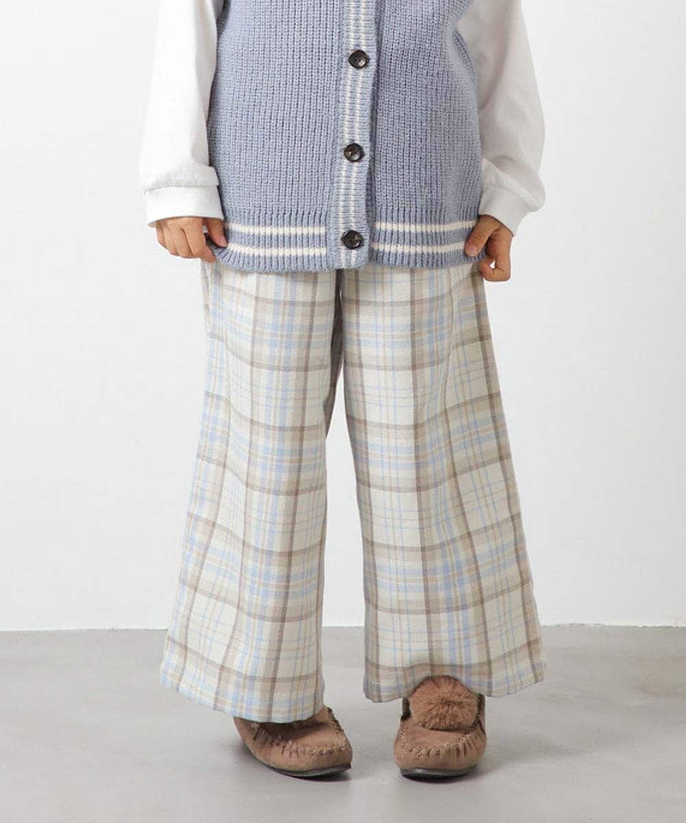 KJLLP61034 a.v.v KIDS(アー・ヴェ・ヴェ) [100-130]【2WAY】サスペンダー付きチェック柄パンツ アイボリー