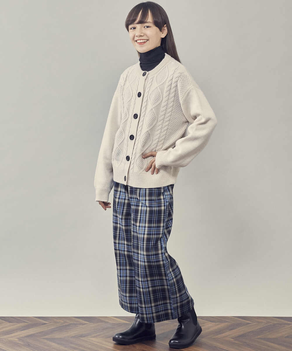 KJLLP61034 a.v.v KIDS(アー・ヴェ・ヴェ) [100-130]【2WAY】サスペンダー付きチェック柄パンツ アイボリー