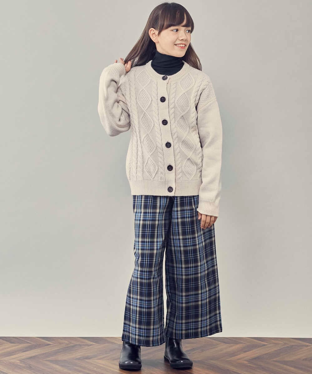 KJLLP61034 a.v.v KIDS(アー・ヴェ・ヴェ) [100-130]【2WAY】サスペンダー付きチェック柄パンツ アイボリー