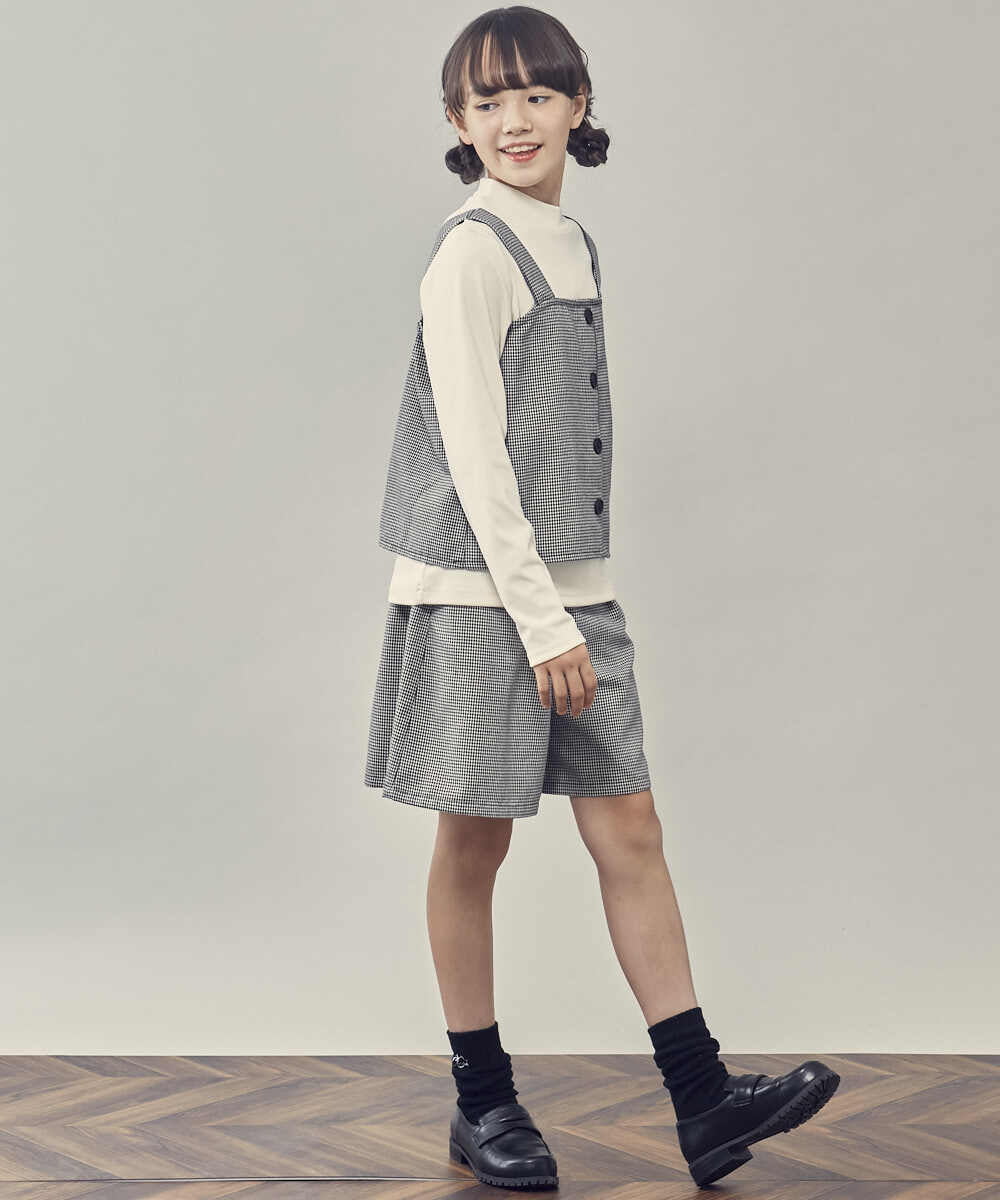 KJLLP66029 a.v.v KIDS(アー・ヴェ・ヴェ) [100-130]バックル付きチェック柄キュロット ブラウン