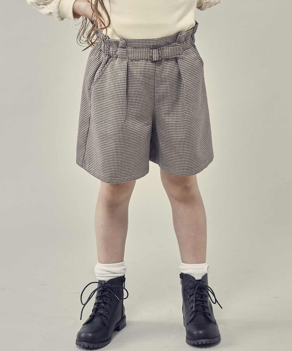 KJLLP66029 a.v.v KIDS(アー・ヴェ・ヴェ) [100-130]バックル付きチェック柄キュロット ブラウン