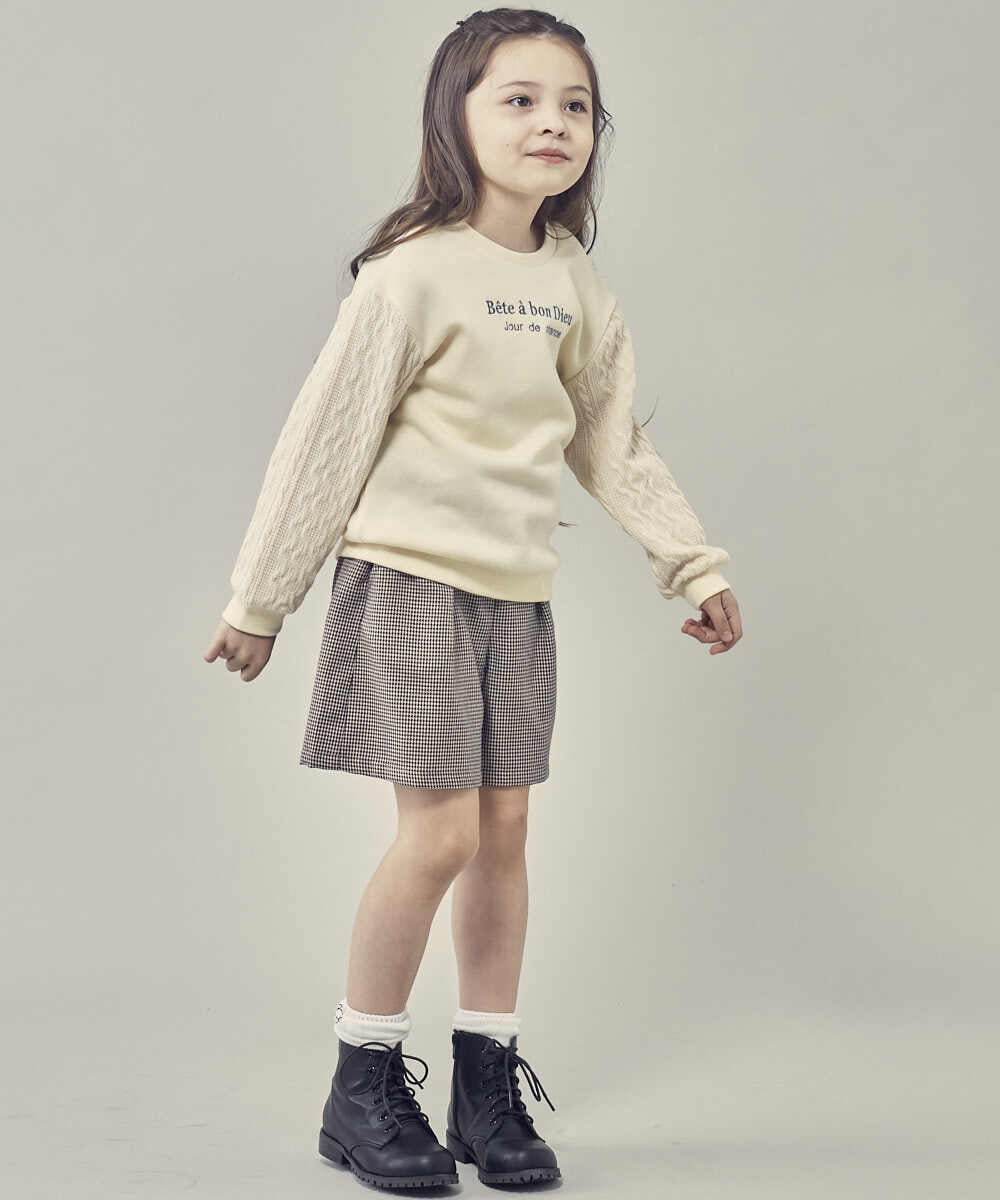 KJLLP66029 a.v.v KIDS(アー・ヴェ・ヴェ) [100-130]バックル付きチェック柄キュロット ブラウン