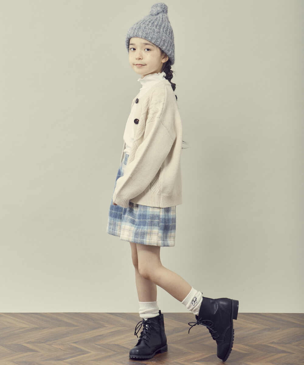 KJLLQ60034 a.v.v KIDS(アー・ヴェ・ヴェ) [140-150]シャギーチェックショートパンツ ベージュ
