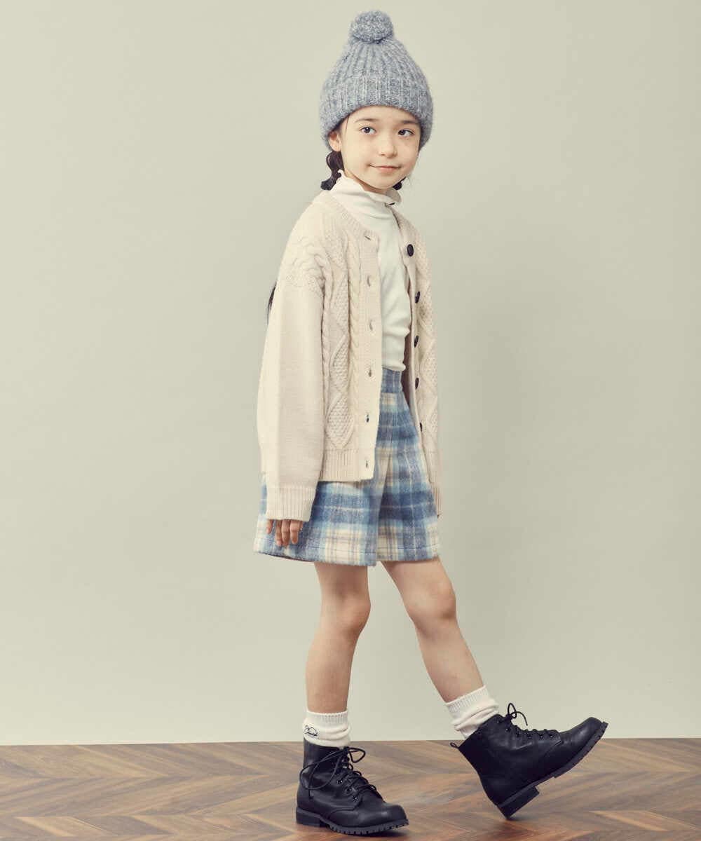 KJLLQ60034 a.v.v KIDS(アー・ヴェ・ヴェ) [140-150]シャギーチェックショートパンツ ベージュ