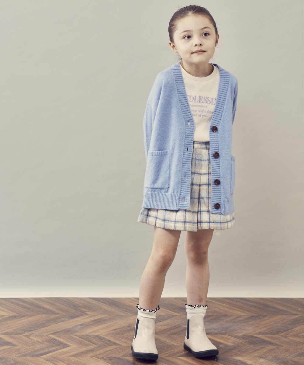 KJLLQ60034 a.v.v KIDS(アー・ヴェ・ヴェ) [140-150]シャギーチェックショートパンツ ベージュ