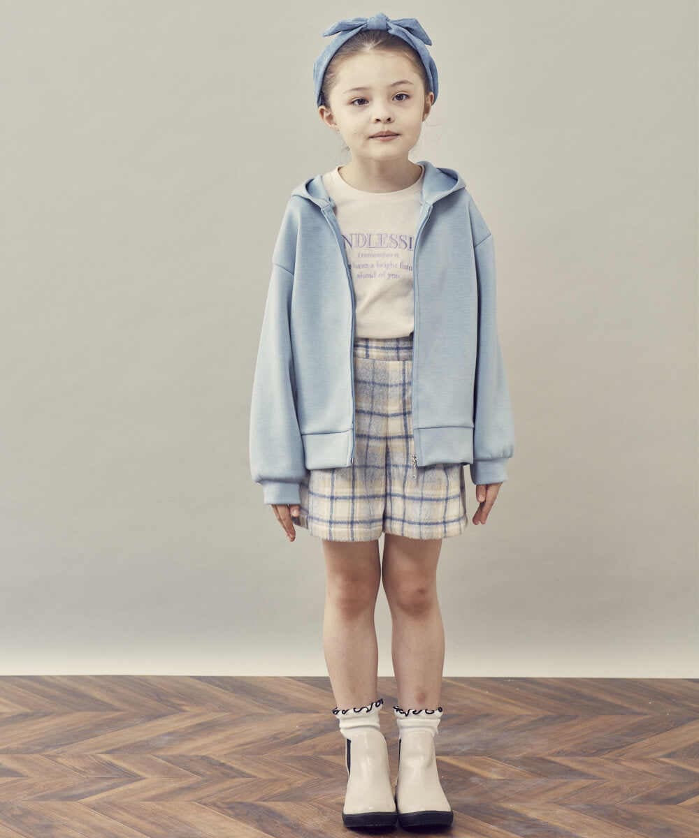 KJLLQ60034 a.v.v KIDS(アー・ヴェ・ヴェ) [140-150]シャギーチェックショートパンツ ベージュ