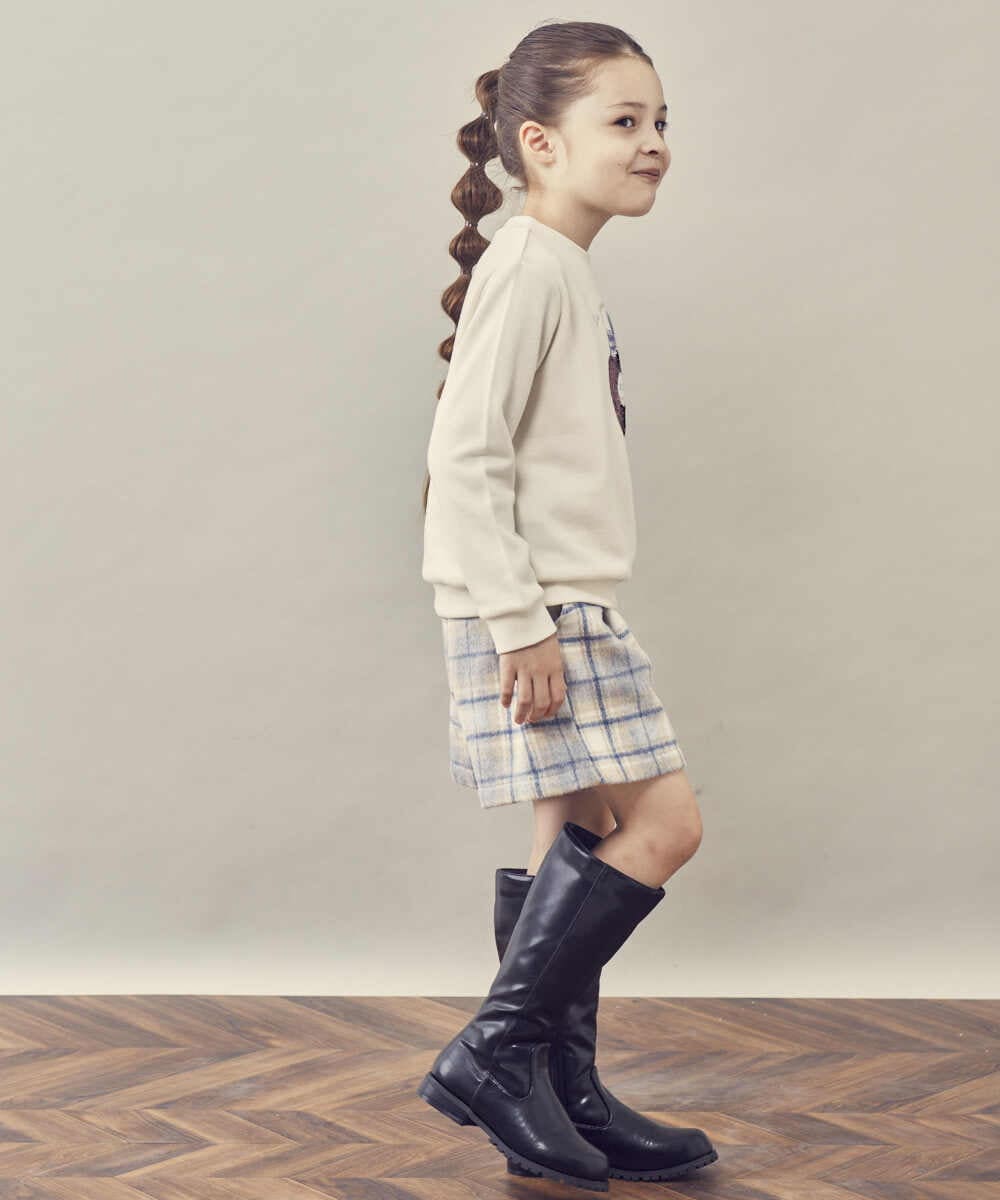 KJLLQ60034 a.v.v KIDS(アー・ヴェ・ヴェ) [140-150]シャギーチェックショートパンツ ベージュ