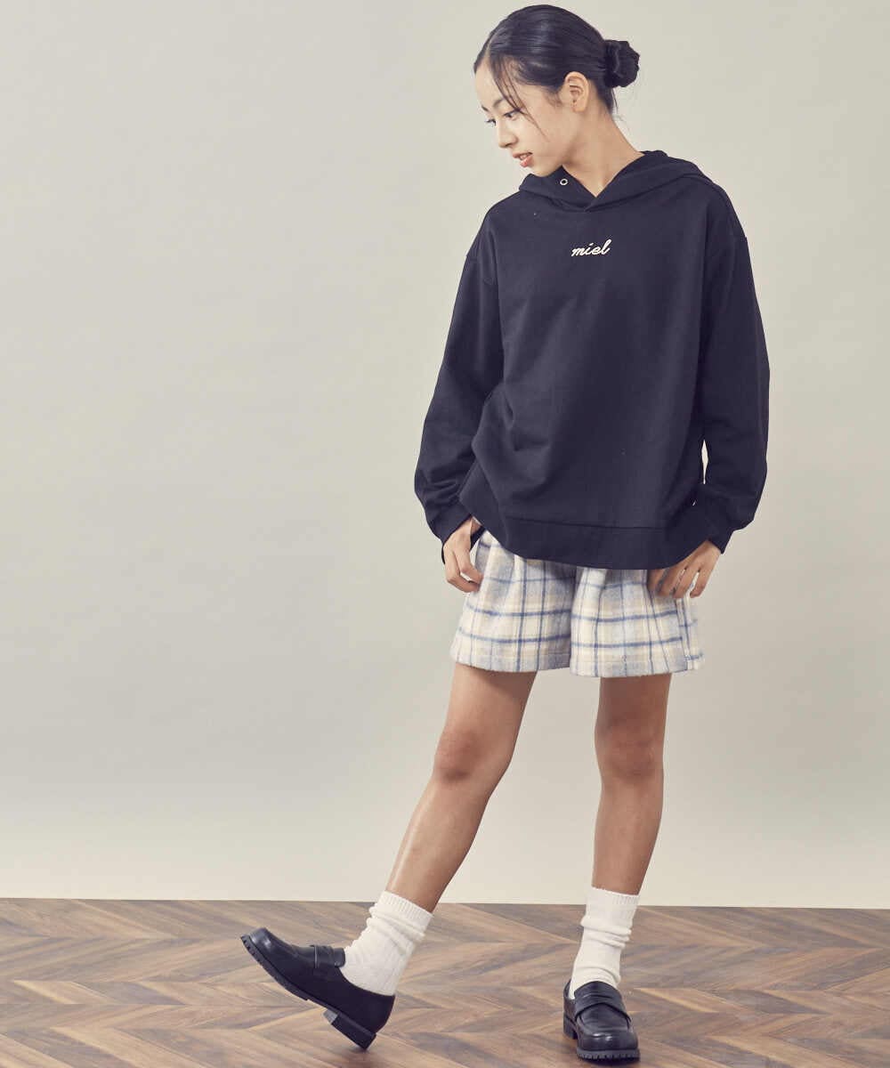 KJLLQ60034 a.v.v KIDS(アー・ヴェ・ヴェ) [140-150]シャギーチェックショートパンツ ベージュ
