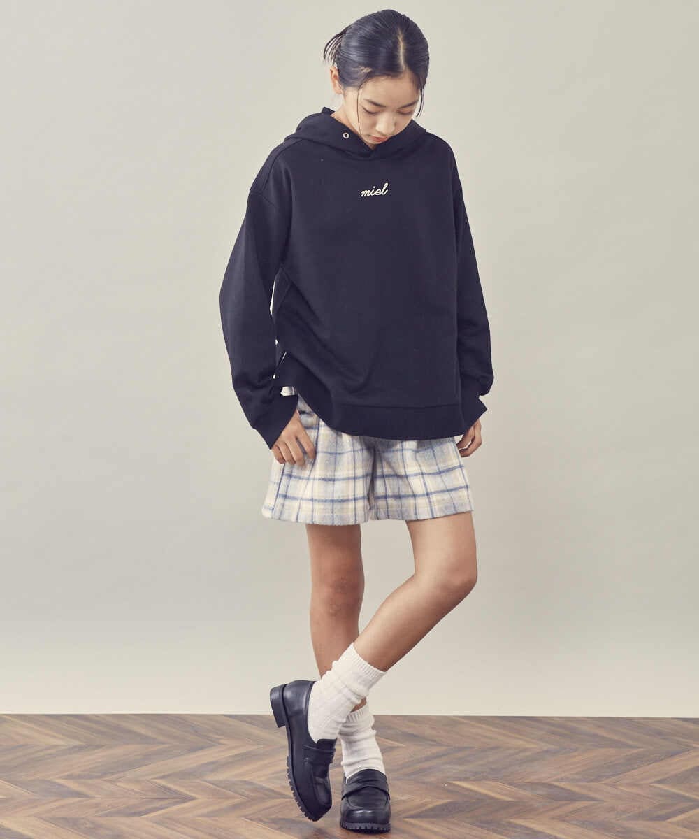 KJLLQ60034 a.v.v KIDS(アー・ヴェ・ヴェ) [140-150]シャギーチェックショートパンツ ベージュ