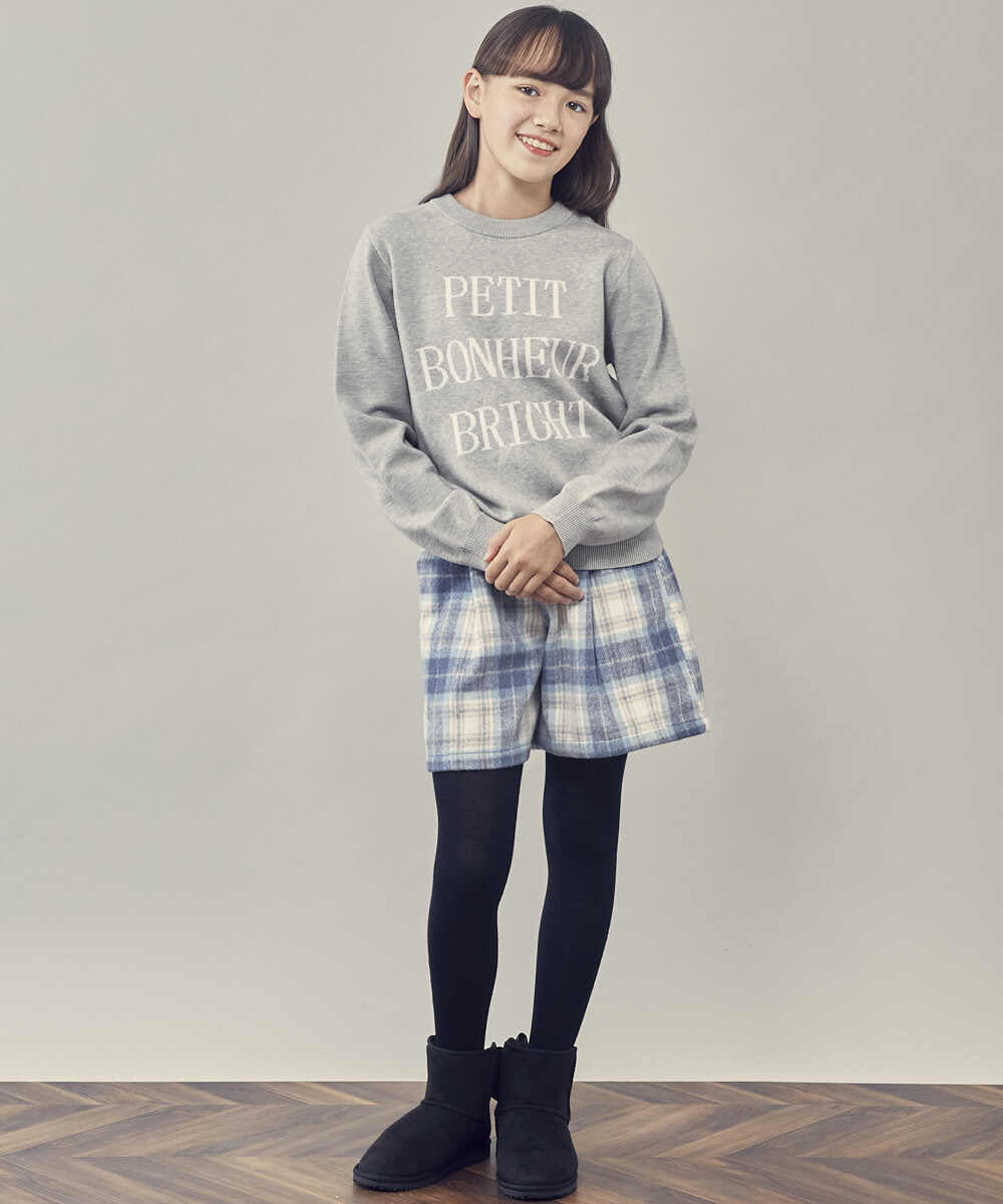 KJLLQ60034 a.v.v KIDS(アー・ヴェ・ヴェ) [140-150]シャギーチェックショートパンツ ベージュ