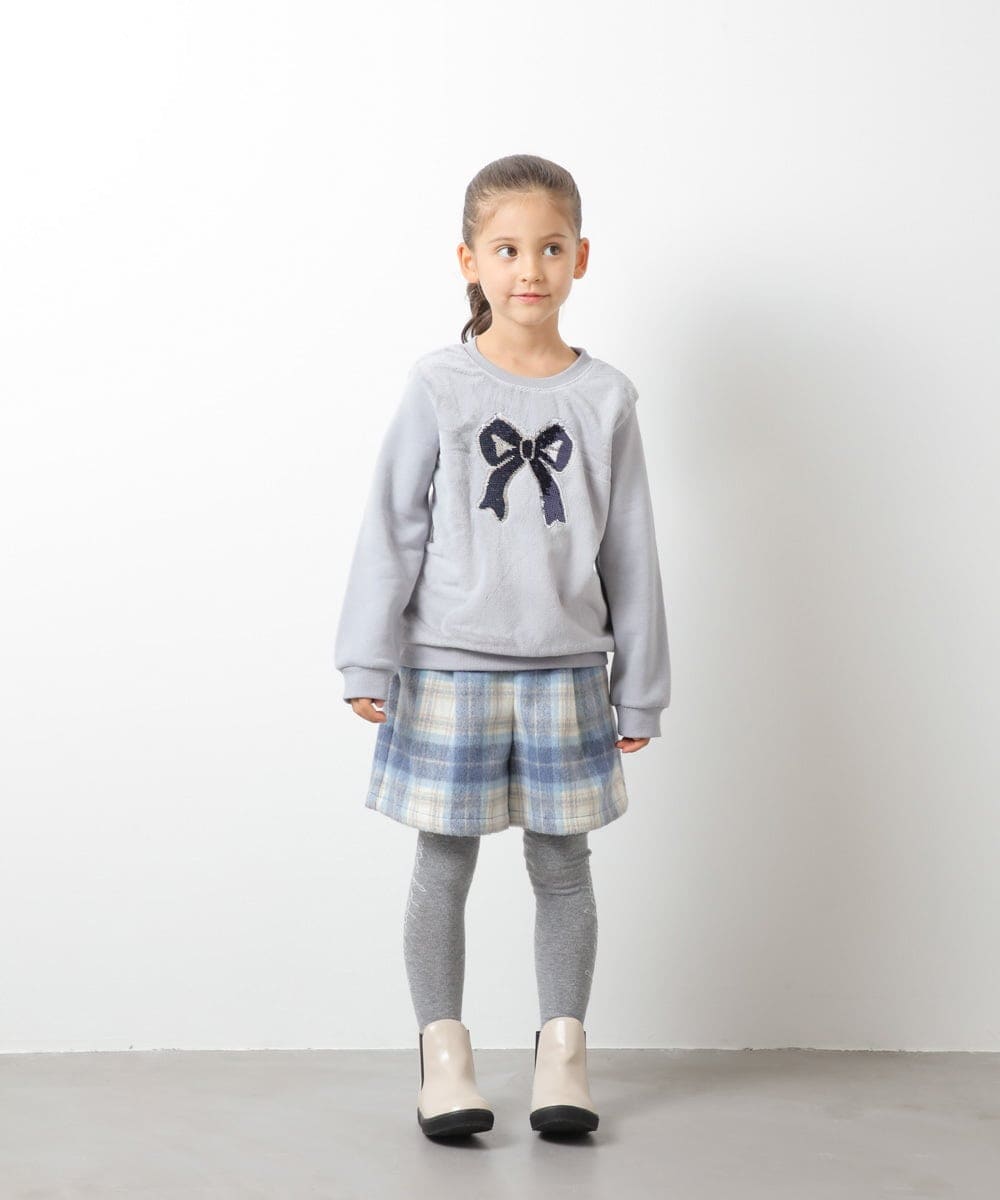 KJLLQ60034 a.v.v KIDS(アー・ヴェ・ヴェ) [140-150]シャギーチェックショートパンツ ベージュ