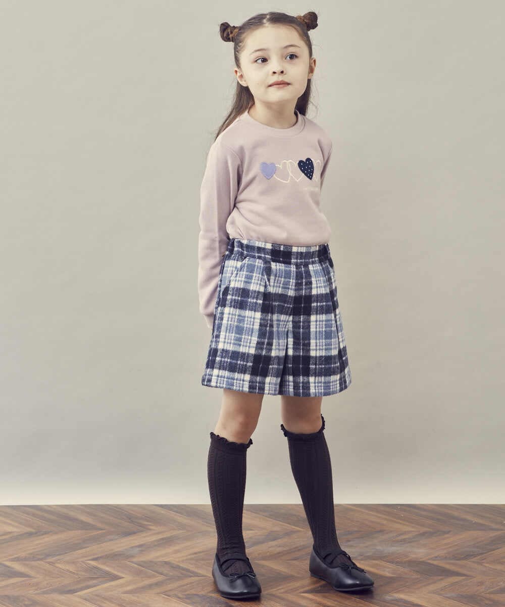 KJLLQ60034 a.v.v KIDS(アー・ヴェ・ヴェ) [140-150]シャギーチェックショートパンツ ベージュ