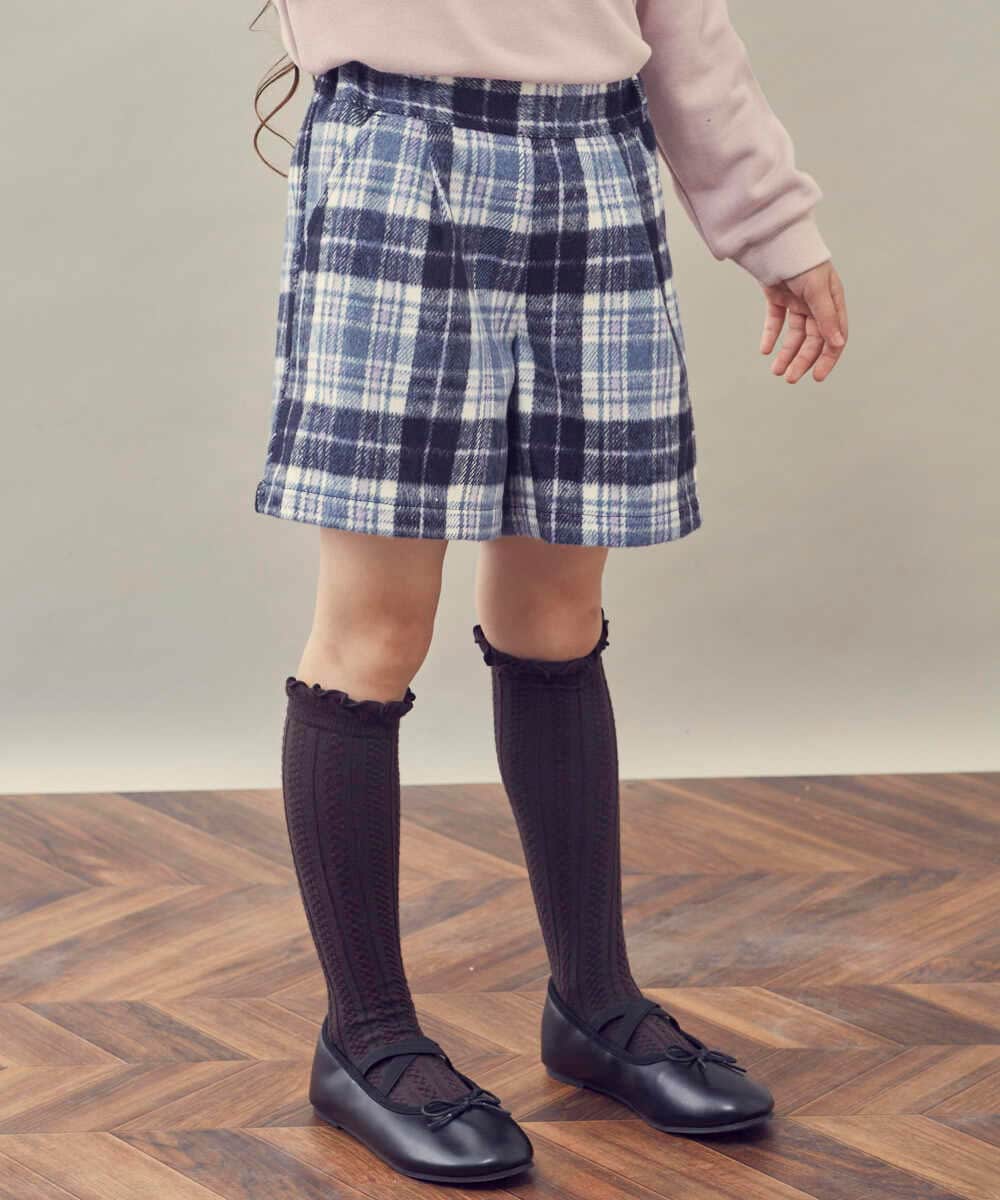 KJLLQ60034 a.v.v KIDS(アー・ヴェ・ヴェ) [140-150]シャギーチェックショートパンツ ベージュ