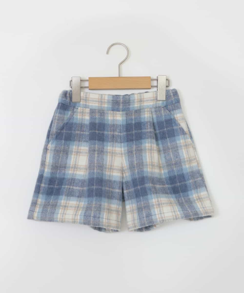 KJLLQ60034 a.v.v KIDS(アー・ヴェ・ヴェ) [140-150]シャギーチェックショートパンツ ライトブルー