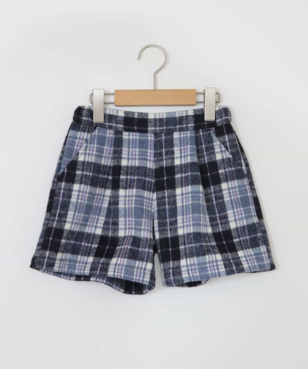 KJLLQ60034 a.v.v KIDS(アー・ヴェ・ヴェ) [140-150]シャギーチェックショートパンツ ネイビー