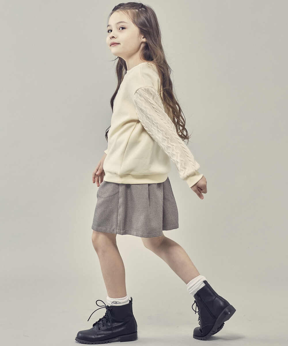 KJLLQ66034 a.v.v KIDS(アー・ヴェ・ヴェ) [140-150]バックル付きチェック柄キュロット ブラック