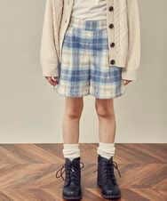 KJLLR60039 a.v.v KIDS(アー・ヴェ・ヴェ) [160]シャギーチェックショートパンツ ライトブルー