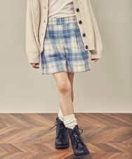 KJLLR60039 a.v.v KIDS(アー・ヴェ・ヴェ) [160]シャギーチェックショートパンツ ネイビー