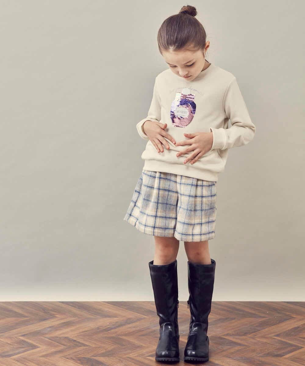 KJLLR60039 a.v.v KIDS(アー・ヴェ・ヴェ) [160]シャギーチェックショートパンツ ネイビー