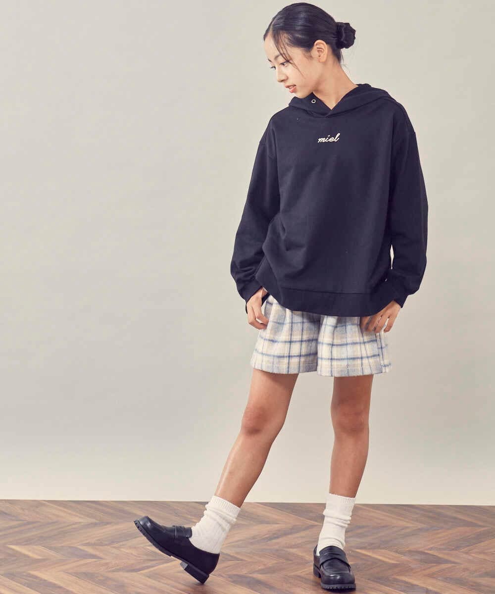 KJLLR60039 a.v.v KIDS(アー・ヴェ・ヴェ) [160]シャギーチェックショートパンツ ネイビー