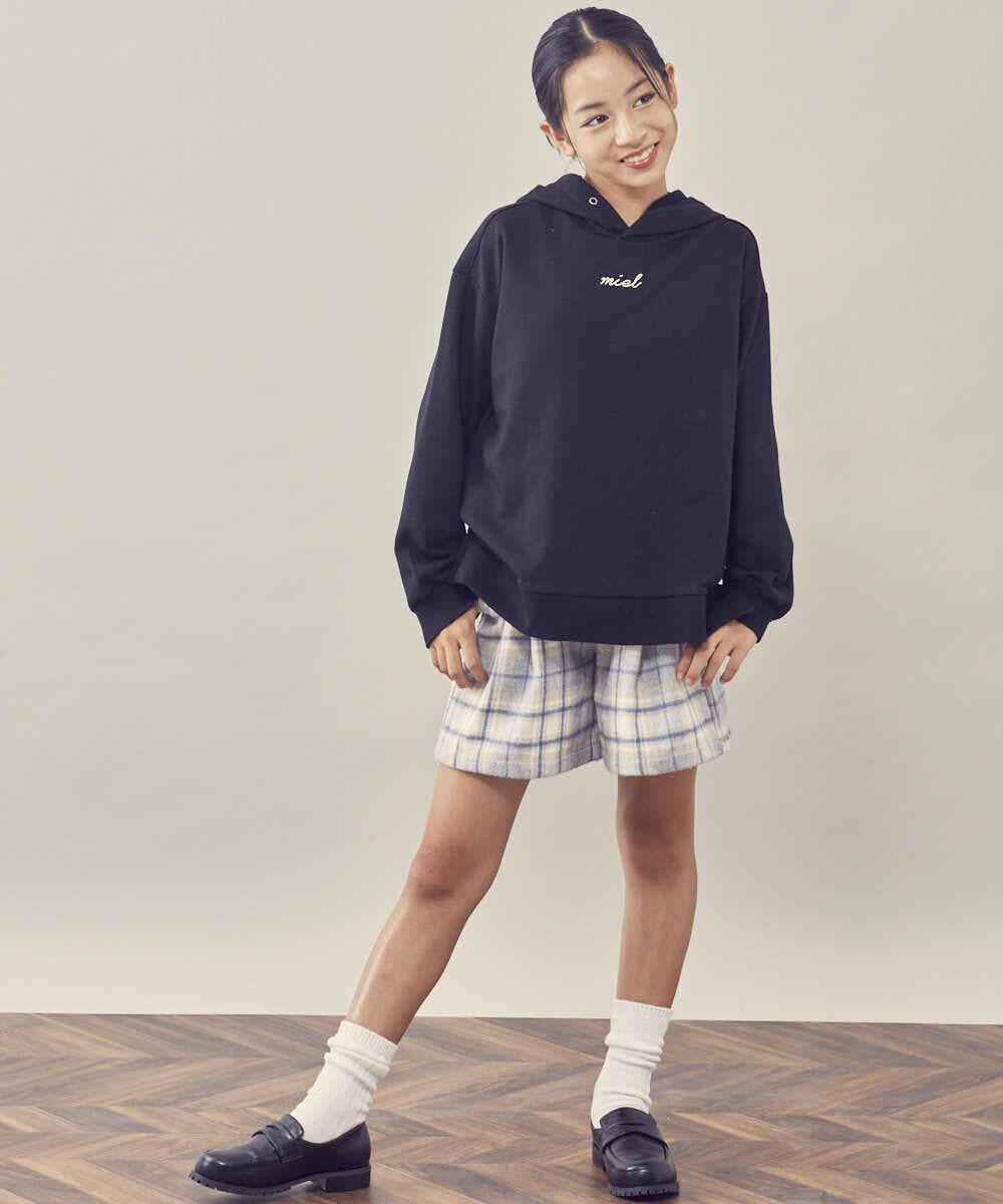 KJLLR60039 a.v.v KIDS(アー・ヴェ・ヴェ) [160]シャギーチェックショートパンツ ネイビー