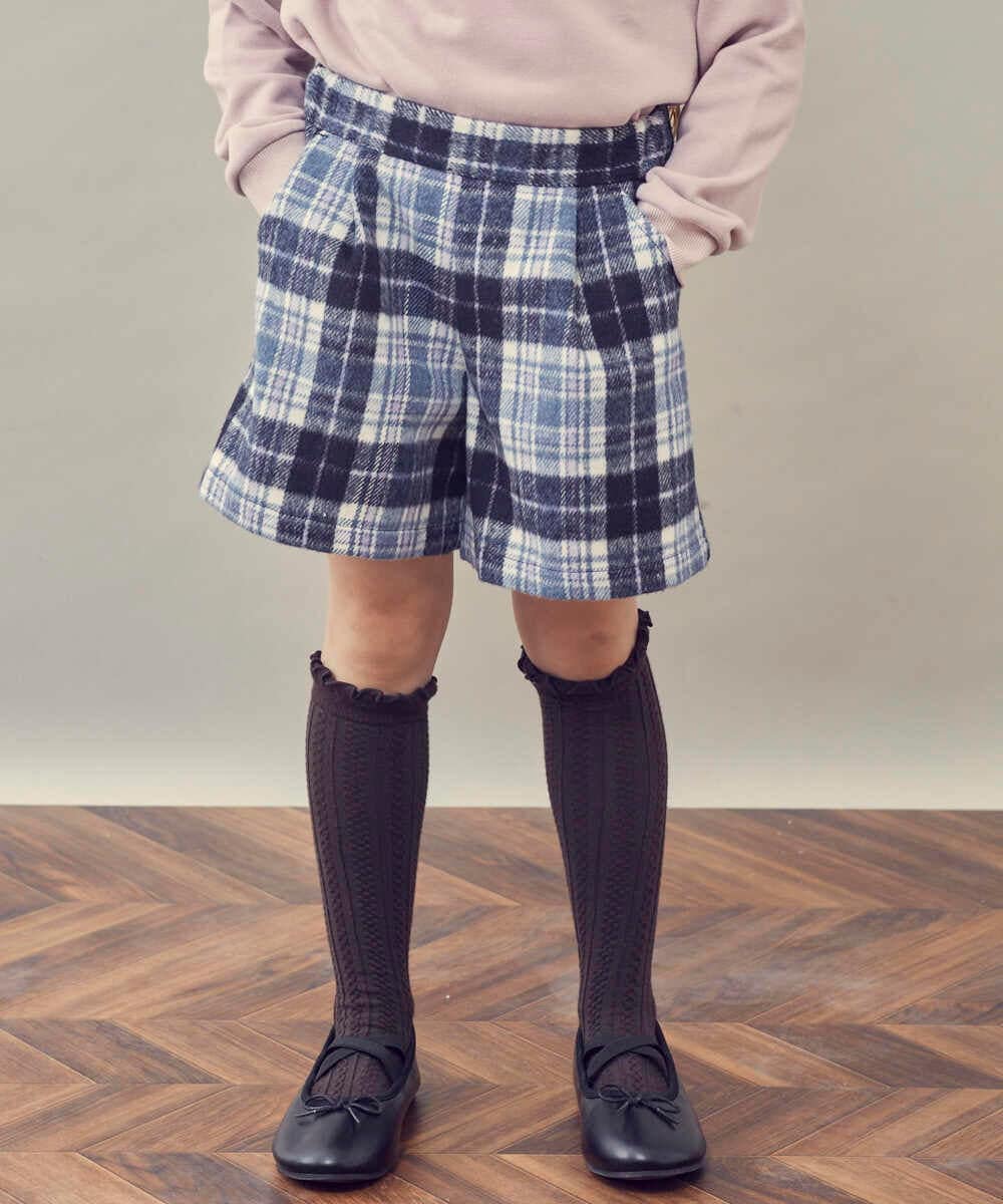 KJLLR60039 a.v.v KIDS(アー・ヴェ・ヴェ) [160]シャギーチェックショートパンツ ネイビー