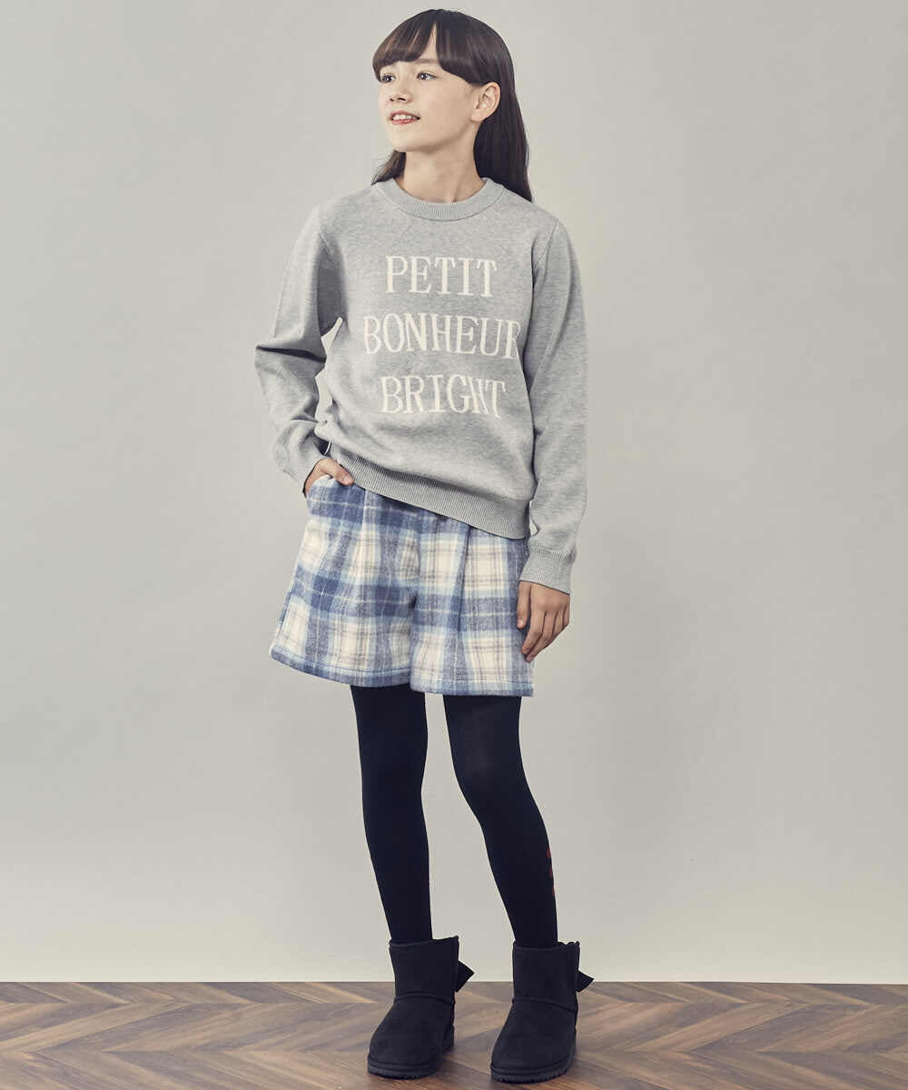KJLLR60039 a.v.v KIDS(アー・ヴェ・ヴェ) [160]シャギーチェックショートパンツ ネイビー