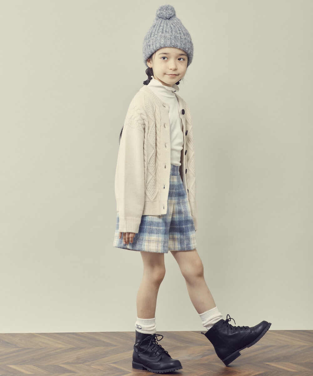 KJLLR60039 a.v.v KIDS(アー・ヴェ・ヴェ) [160]シャギーチェックショートパンツ ネイビー