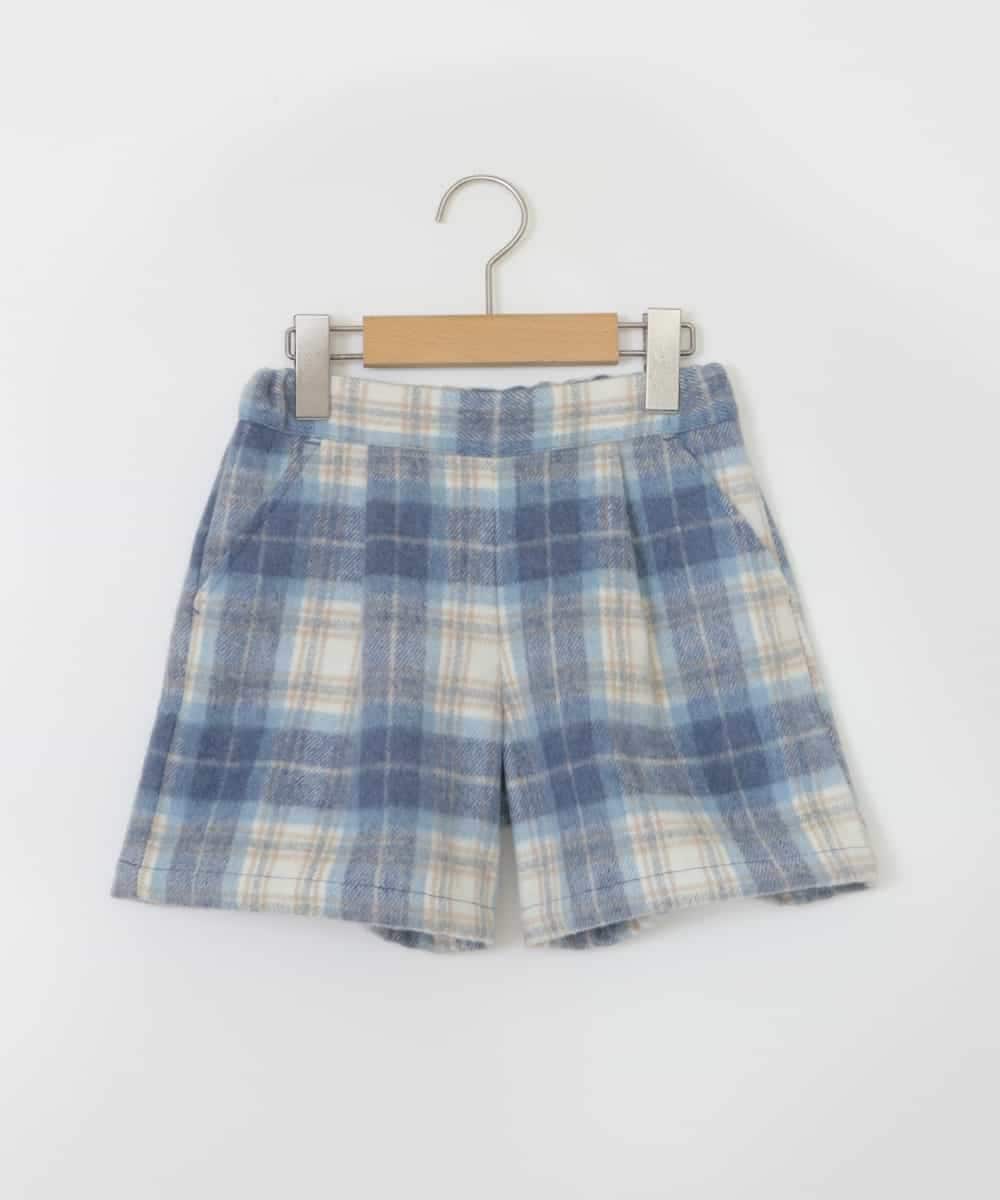 KJLLR60039 a.v.v KIDS(アー・ヴェ・ヴェ) [160]シャギーチェックショートパンツ ライトブルー