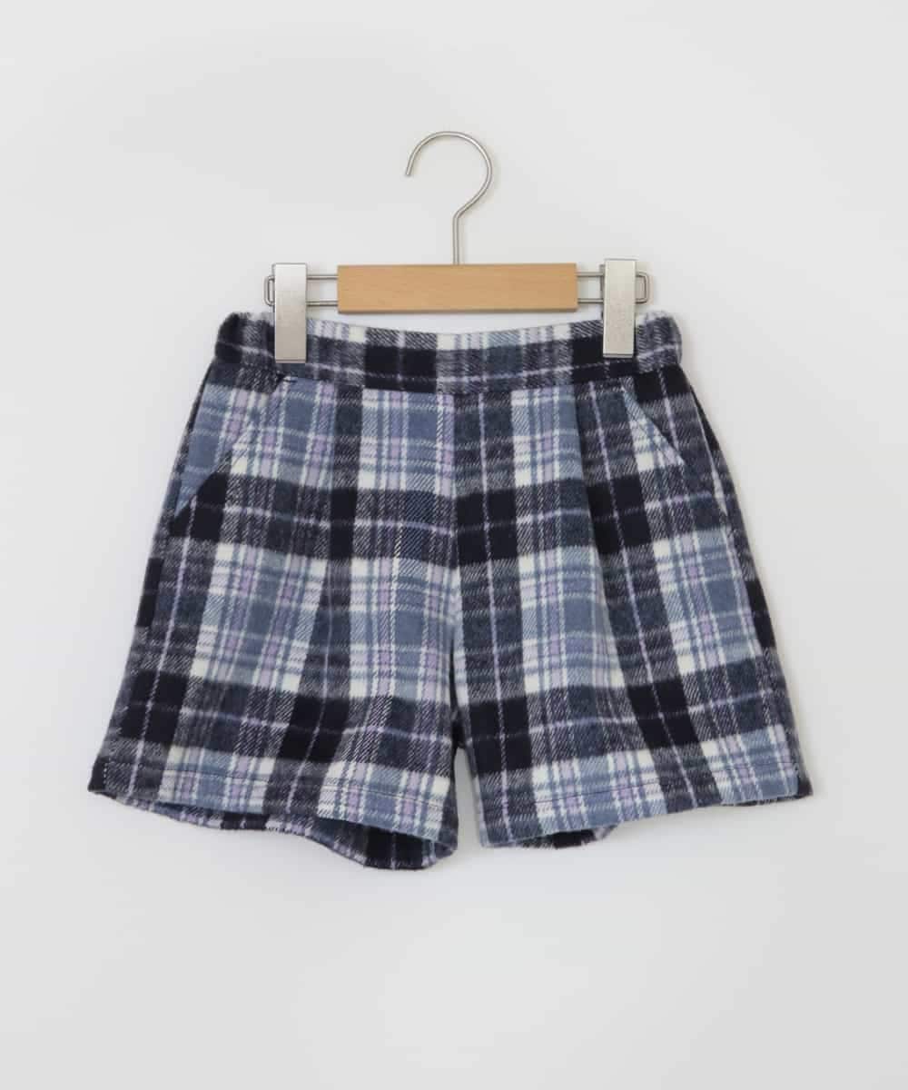 KJLLR60039 a.v.v KIDS(アー・ヴェ・ヴェ) [160]シャギーチェックショートパンツ ネイビー