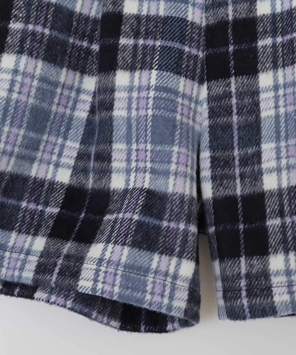 KJLLR60039 a.v.v KIDS(アー・ヴェ・ヴェ) [160]シャギーチェックショートパンツ ネイビー